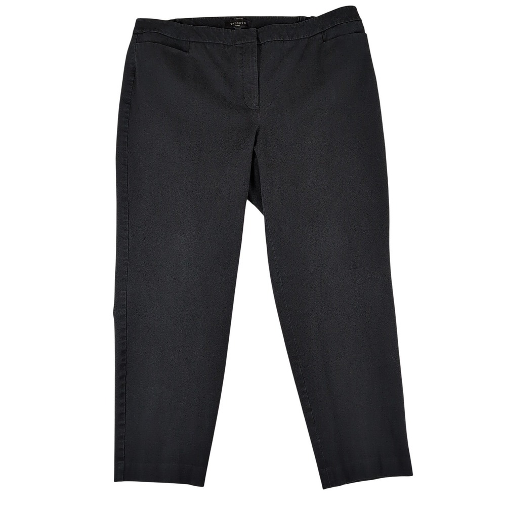 Talbots Hampshire Pants Womens 18W Black Stretch Trousers Career Minimalist